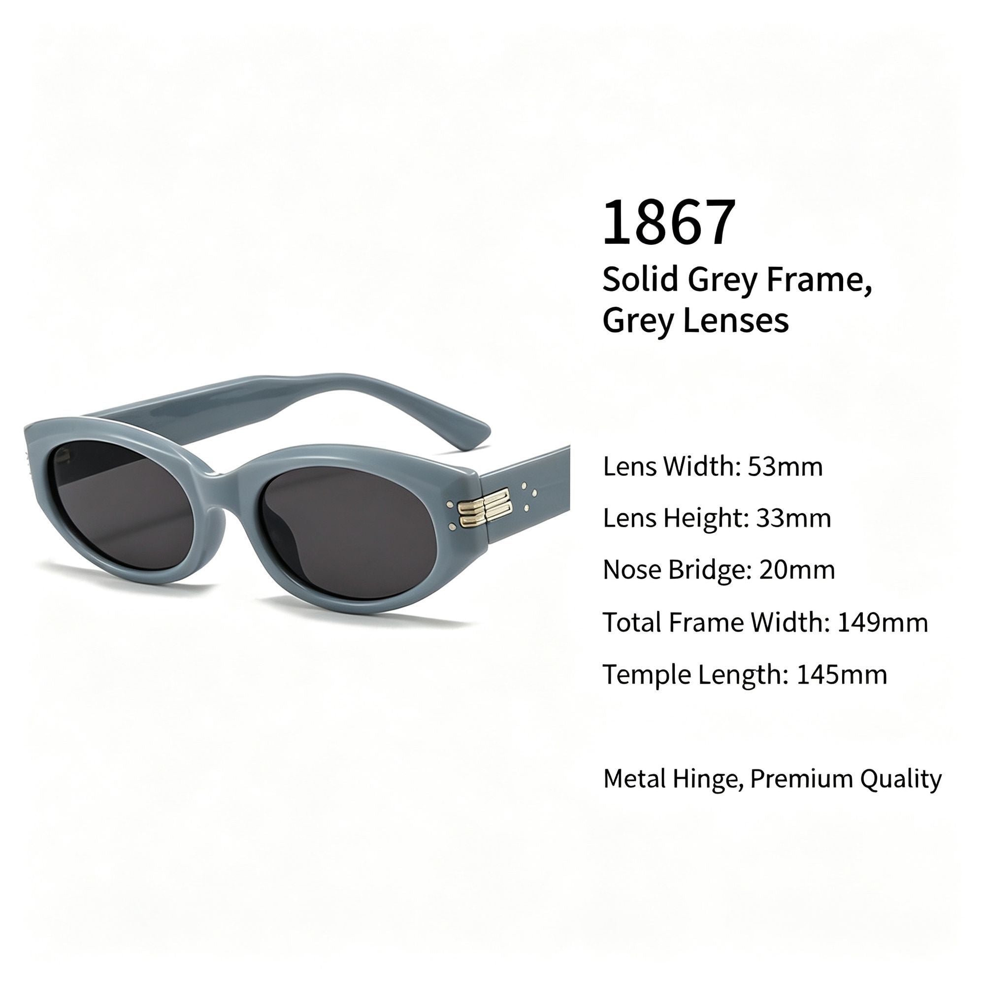 Minimalist Solid Grey Frame Grey Lens Cat Eye Sunglasses UV400, Matte Understated Office Wear, Perfect Christmas Gift